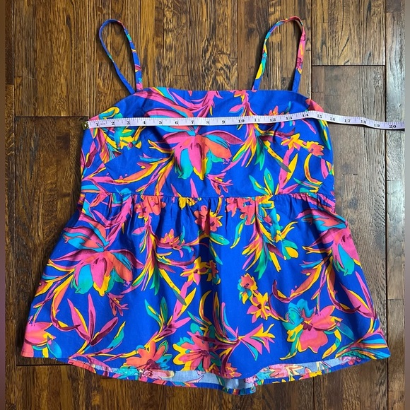 J. CREW Tropical Tie Back Strappy Top in Brilliant Blue Fuschia Size 10 - Picture 5 of 7
